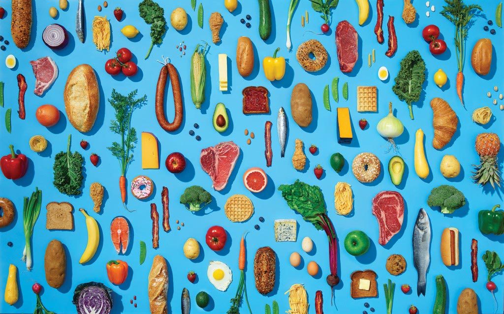food-blue-background
